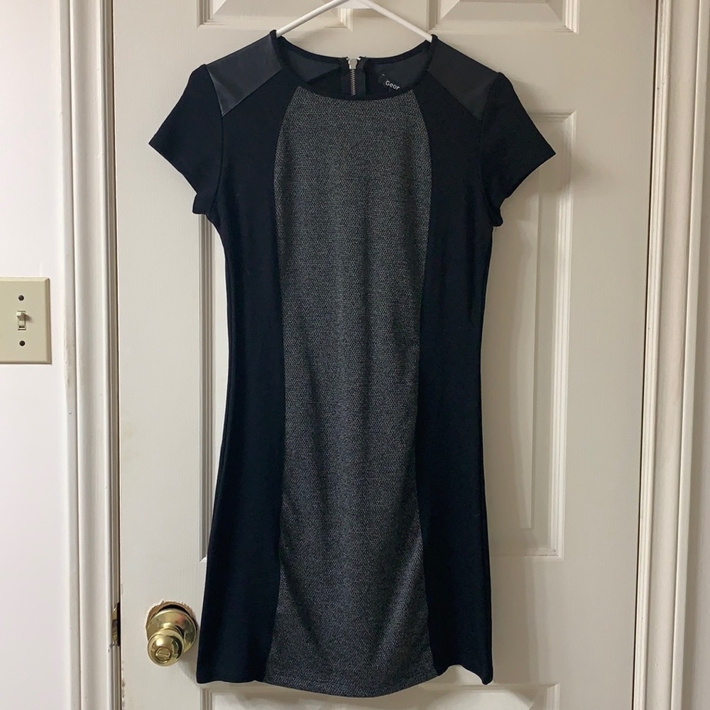 🌷3 for $25🌷George, US XS, Black & Grey Tweed Panel Cap Sleeved Bodycon Dress